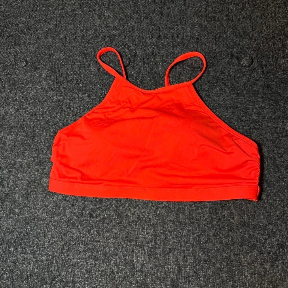 Athleta Womens High Neck Macrame Ladder Back Bikini Top Orange Small RN 54023